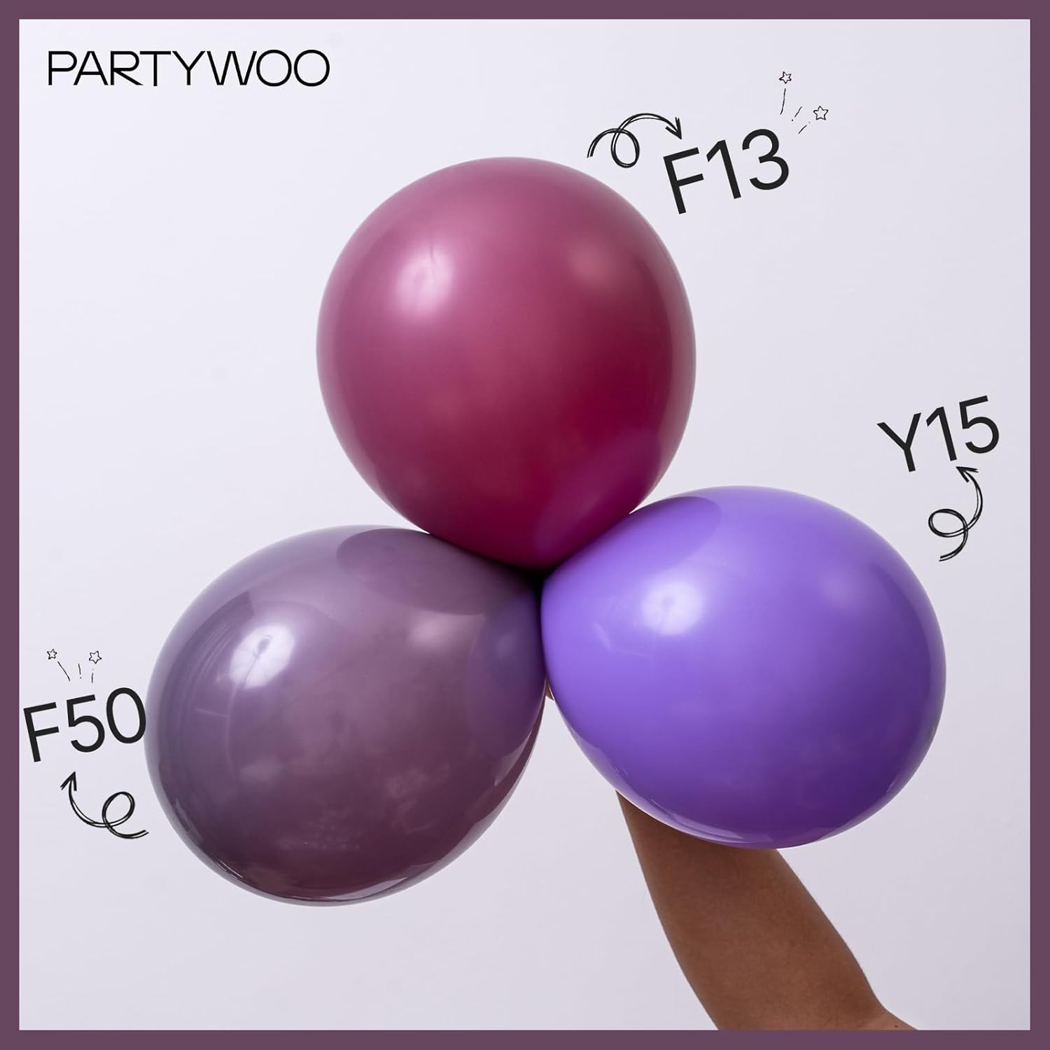 PartyWoo Dusty Purple Balloons - 100 Pcs Latex Helium Balloon Arch Kit | Various Sizes for Baby Shower & Birthday Decor