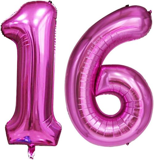 GOER Jumbo 16th Birthday Balloons - Hot Pink Foil Helium Decorations | 42 Inch Sweet 16 Party Decor