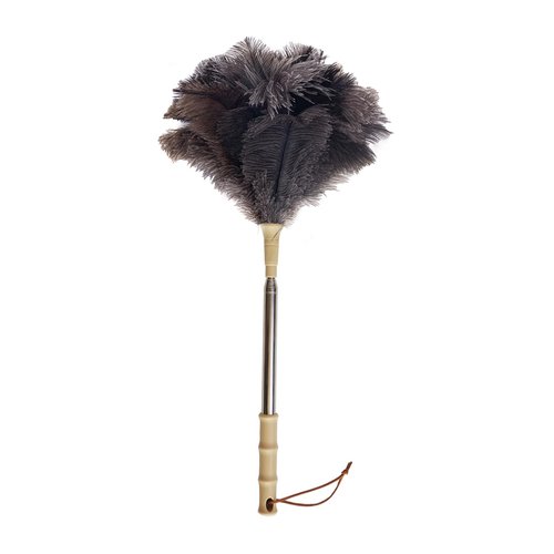 Aldwin Ostrich Feather Duster with Extension Pole Up to 43 inch, Genuine Fluffy Natural Reusable Handheld Feather Dusters for Cleaning Supplies, Washable, Car, Office, Desk, Blinds