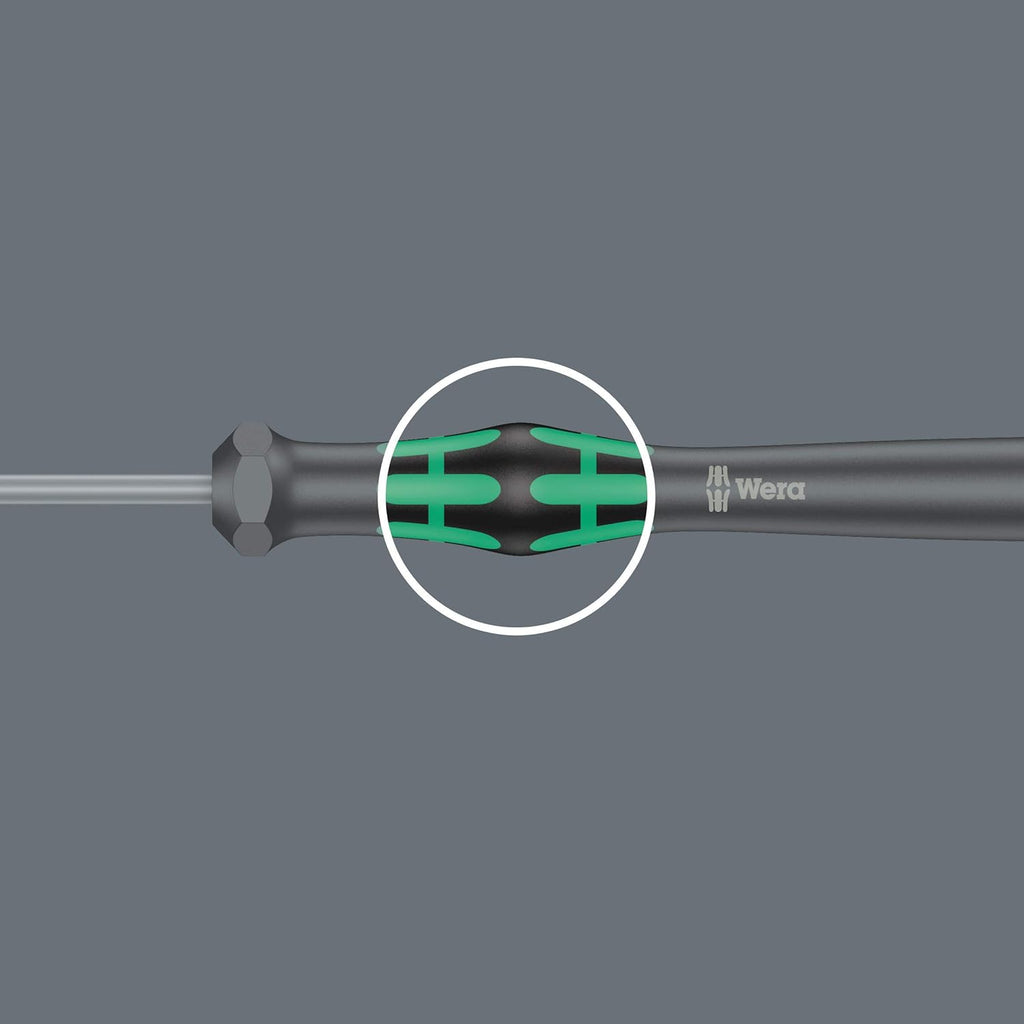 Wera 2035/6 Electronics Screwdriver Set - 6-Piece Kraftform Micro Slotted & Phillips with Rack