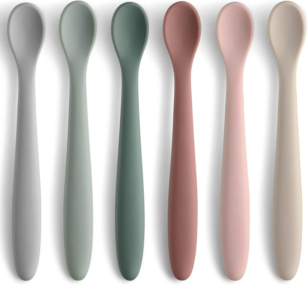 Skiennix 6-Piece Silicone Baby Feeding Spoons - Soft-Tip Infant Utensils | Dishwasher Safe & Boil-Proof
