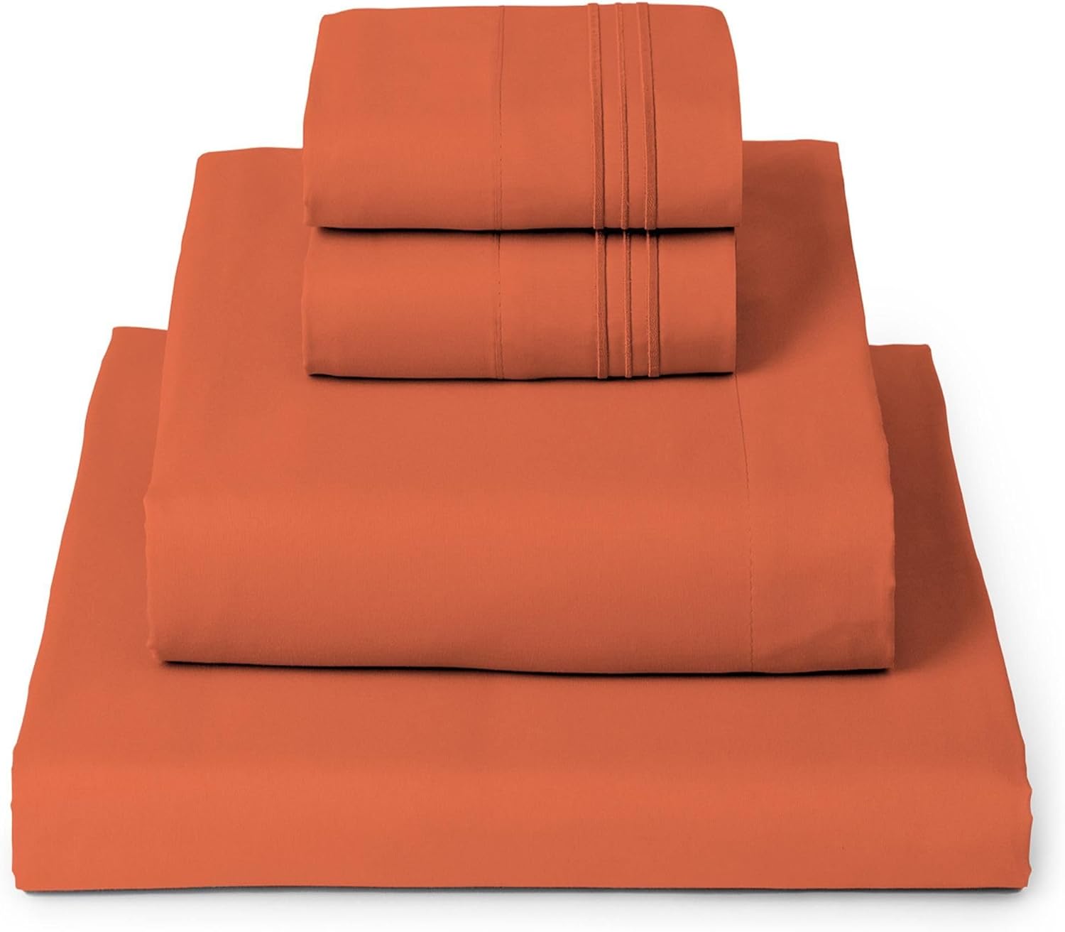 Mellanni Queen Sheets Set - 4 PC Hotel Luxury Bedding | Extra Soft, Cooling, Wrinkle-Resistant (Queen, Poppy Orange)