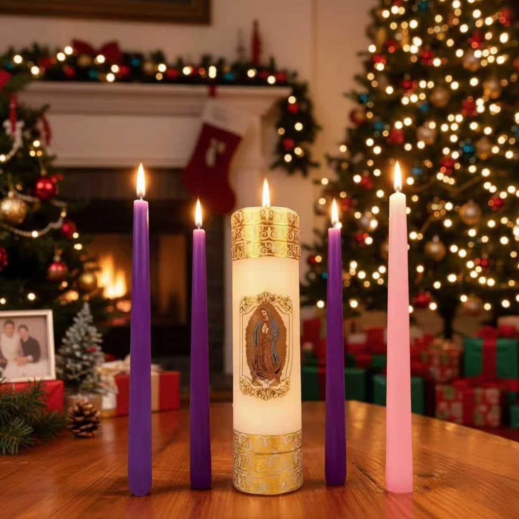Regine Switzerland Advent Candle Holders - 4-Piece Nativity Wreath Centerpiece Decor | Christmas Decorations