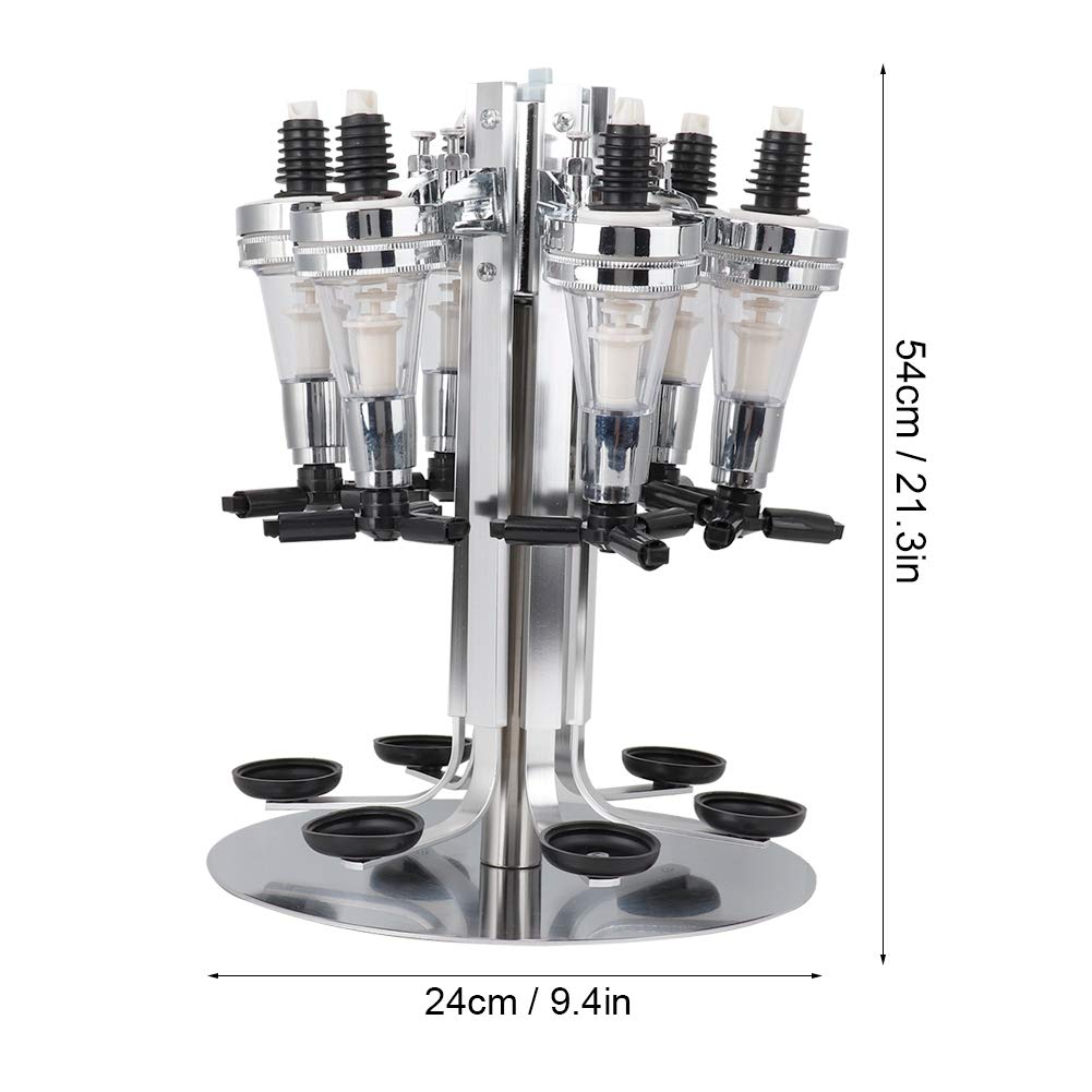 Liquor Dispenser, Alcohol Bar Rotating Liquor Holder Stainless Steel 6 Bottle Professional Revolving Liquor Dispenser