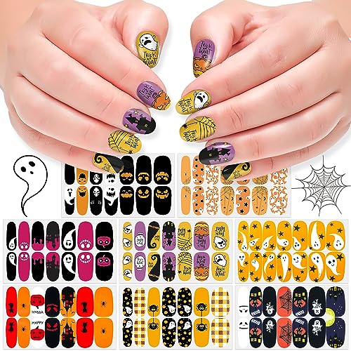 DANNEASY Halloween Nail Polish Strips - 8 Sheets Self-Adhesive Nail Wraps