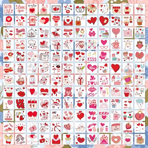 EMOME 408 Individually Wrapped Valentine Temporary Tattoos for Kids Party Favors
