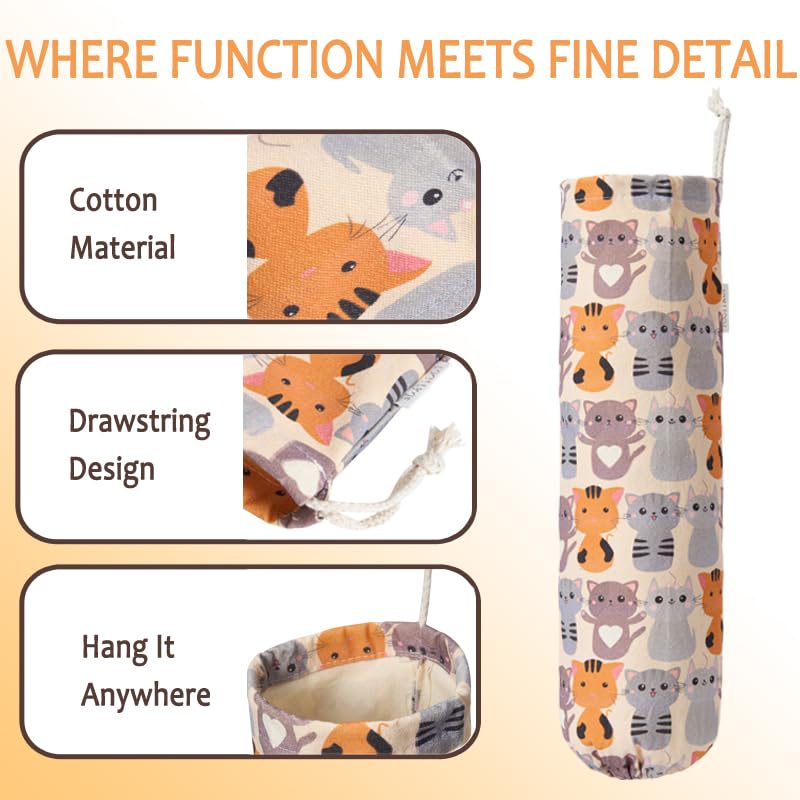 Cat Plastic Bag Holder - Cute Wall Mount Grocery Bag Dispenser