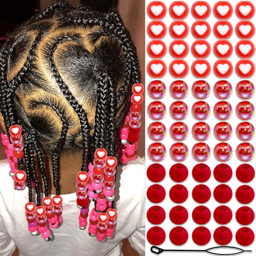 NAISKA 60Pcs Kids Hair Beads Colorful Round Pony Dreadlock Beads for Braids