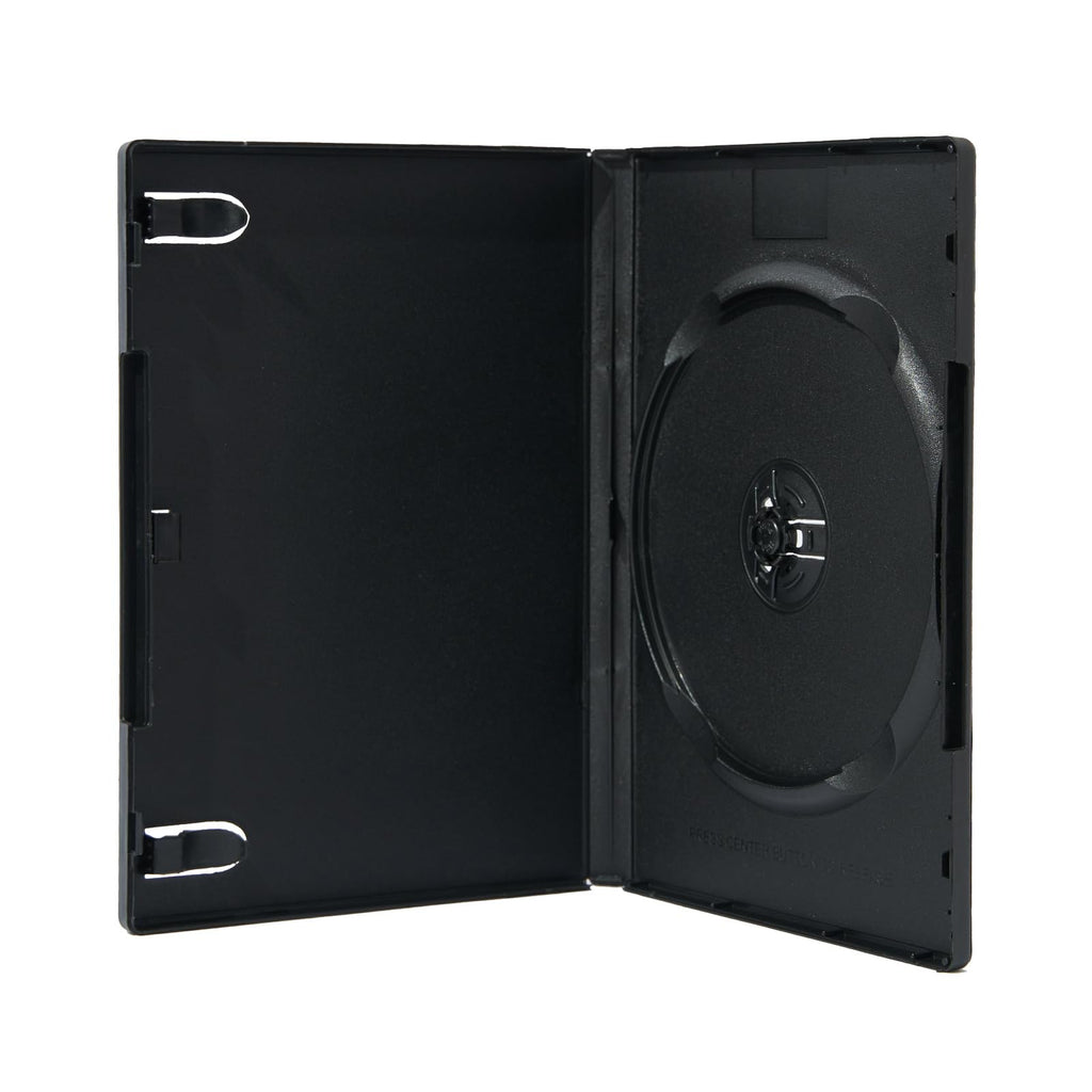 Maxtek 5 Pack Standard 14mm Black Signle Disc CD, DVD, Blu-Ray Disc Cases with Outter Clear Sleeve