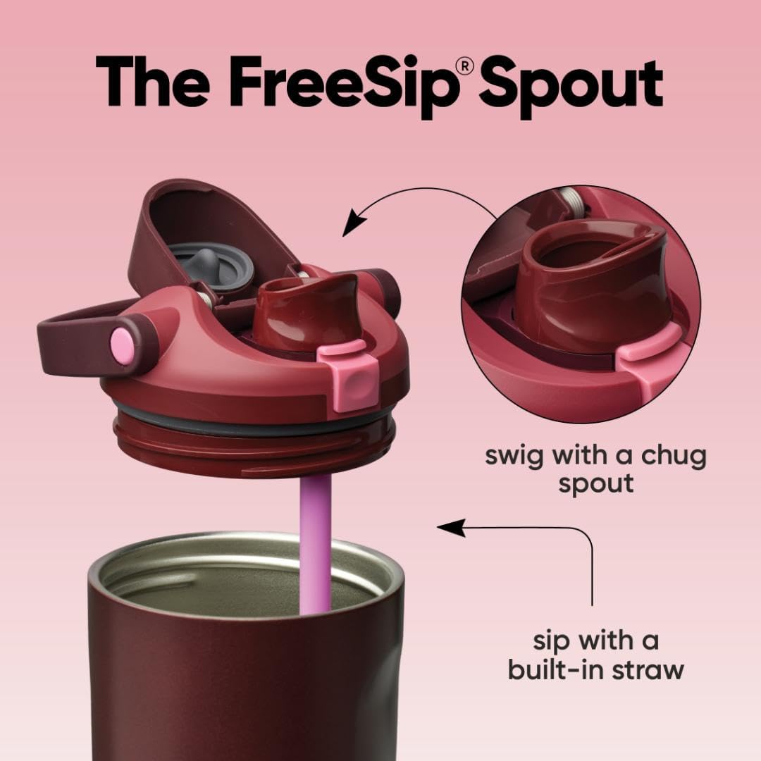 Owala FreeSip Sway Insulated Water Bottle - 40oz Stainless Steel with Two-Way Spout & Built-In Straw | Black Cherry, BPA Free, Leak Proof