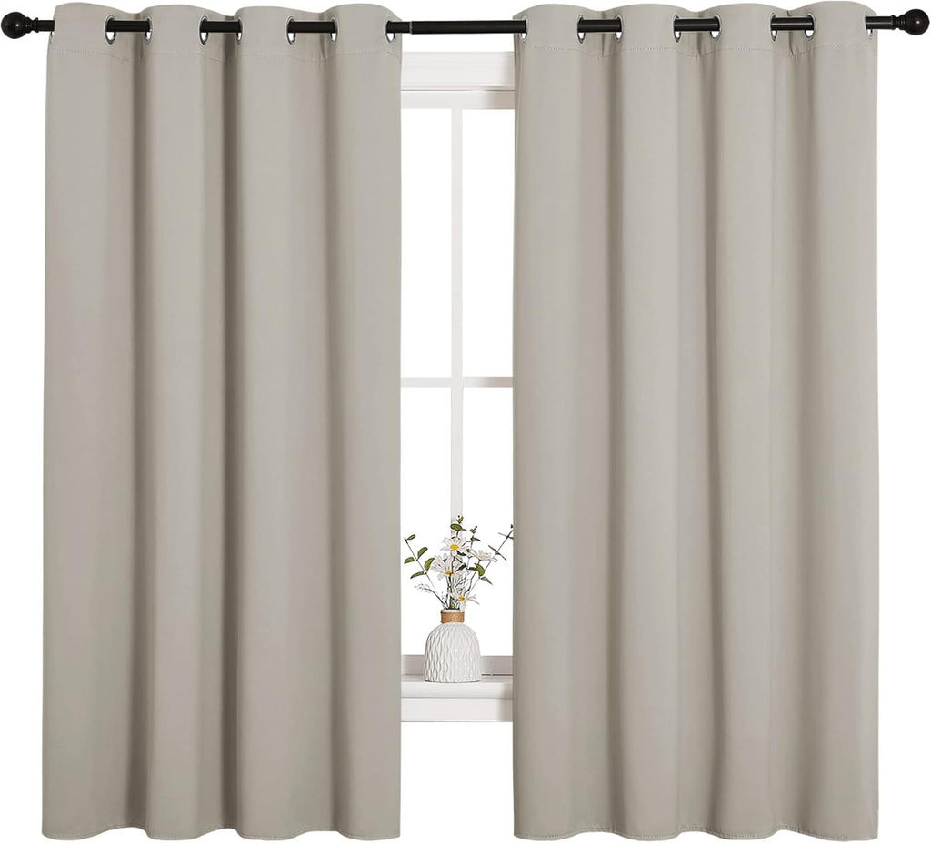 NICETOWN Room Darkening Curtain Panels - Thermal Insulated Grommet Drapes for Windows | Natural, 2 Panels, W55 x L68-Inch