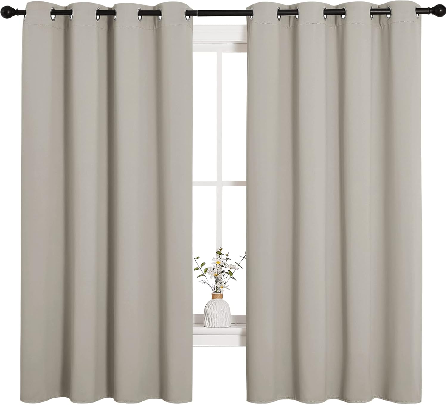 NICETOWN Room Darkening Curtain Panels - Thermal Insulated Grommet Drapes for Windows | Natural, 2 Panels, W55 x L68-Inch