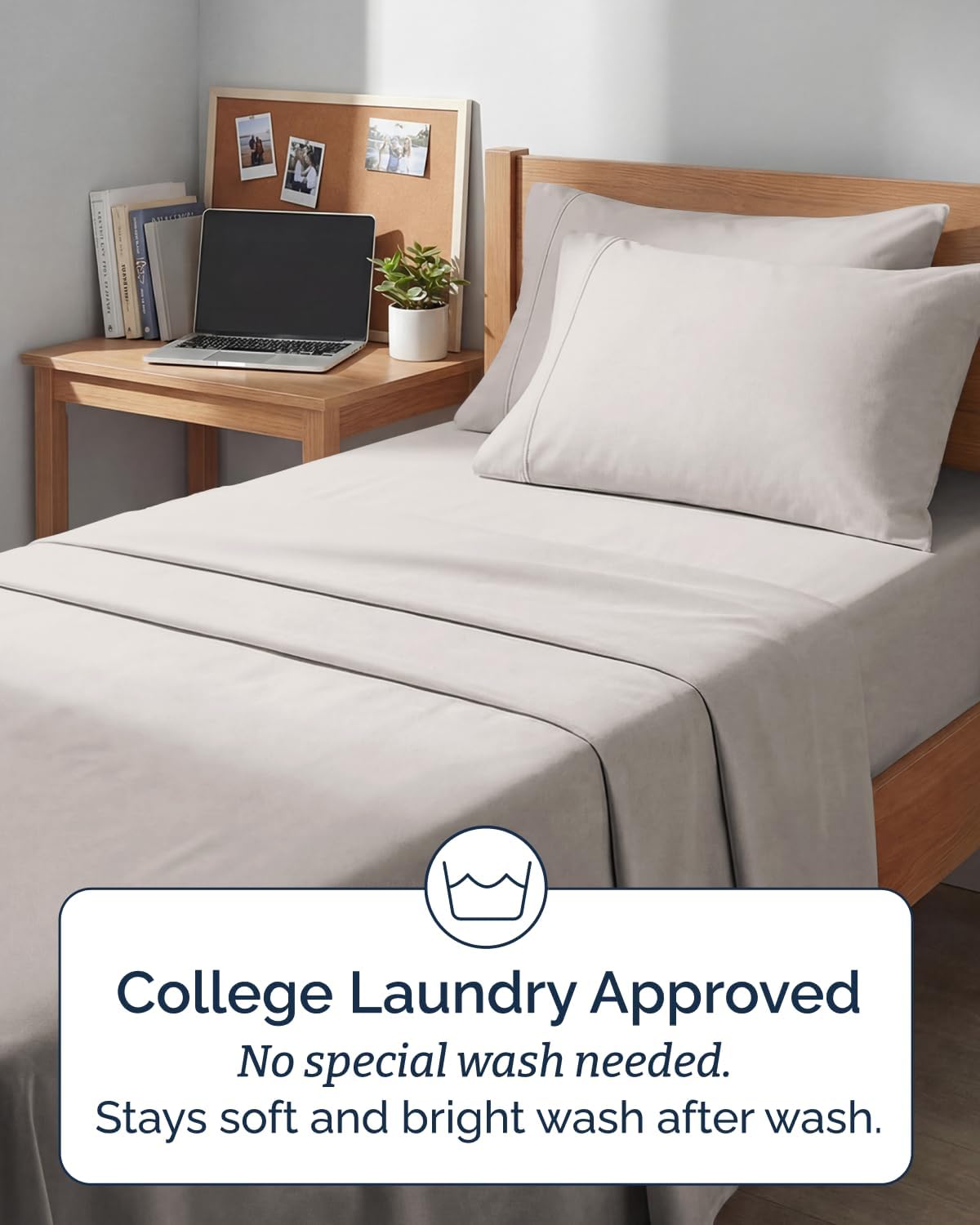 Skiennix Extra Deep Twin XL Sheet Set | 4-Piece Breathable Cooling Bedding - Soft, Wrinkle-Free Light Grey