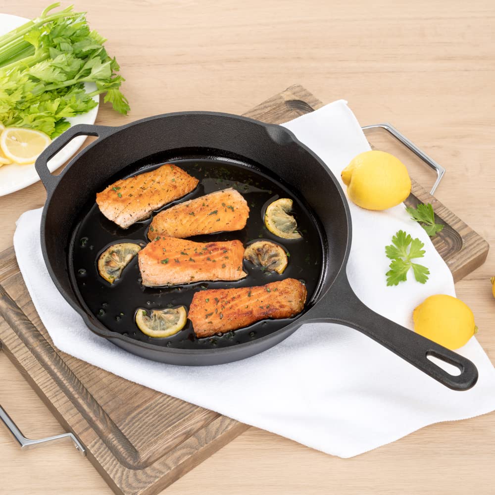 Met Lux Round Black Cast Iron 12" Fry Pan - Pre-seasoned - 1 count box