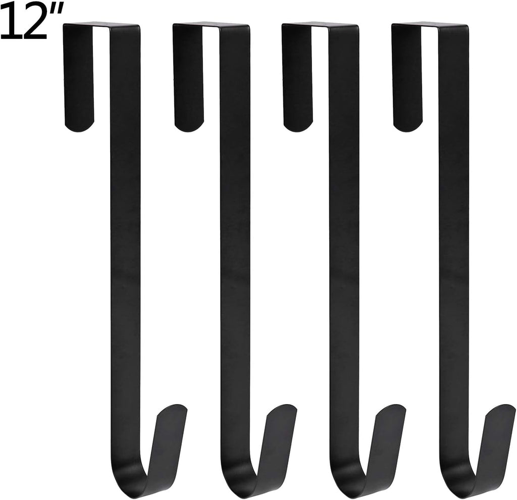 Sattiyrch 12" Wreath Hanger - Durable Steel Over The Door Hook for Front Door | Black Finish