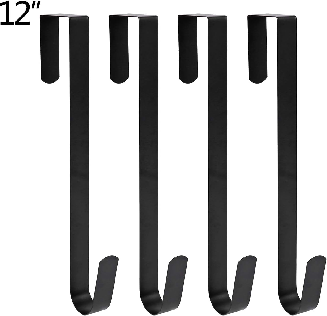 Sattiyrch 12" Wreath Hanger - Durable Steel Over The Door Hook for Front Door | Black Finish