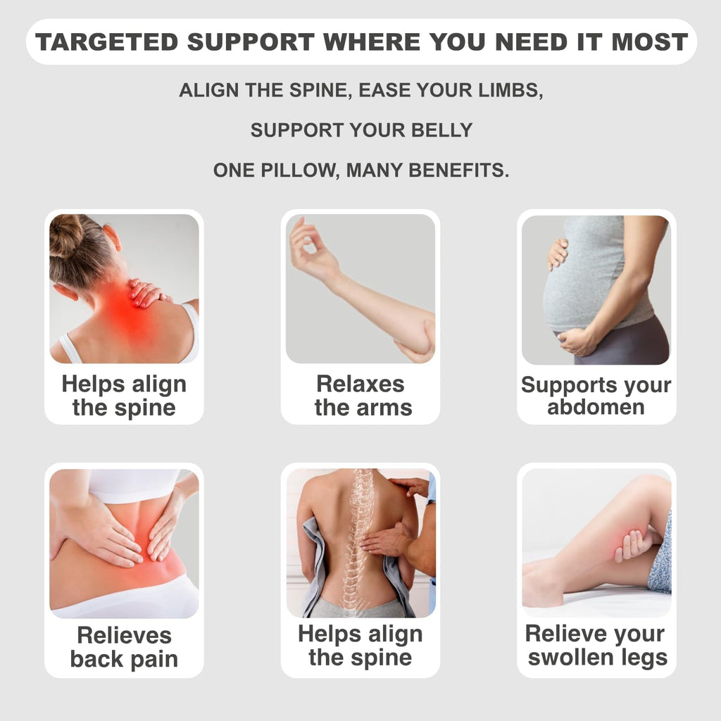 Pregnancy Pillow - Adjustable Maternity Support for Back & Belly | Soft Multi-Use Body Pillow