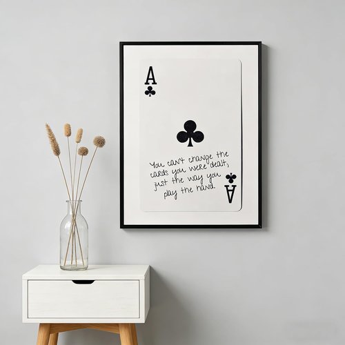 GEFQBBLD Funny Lucky Ace Poker Wall Art - Trendy Black & White Canvas Print | 8x10in Framed Decor