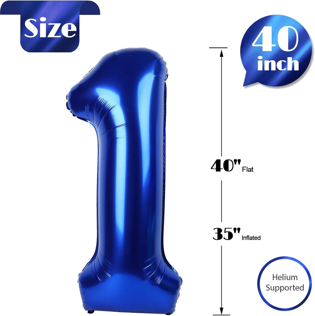 Number 1 Balloon by Night Blue - 40 Inch First Birthday Decoration for Boys & Girls