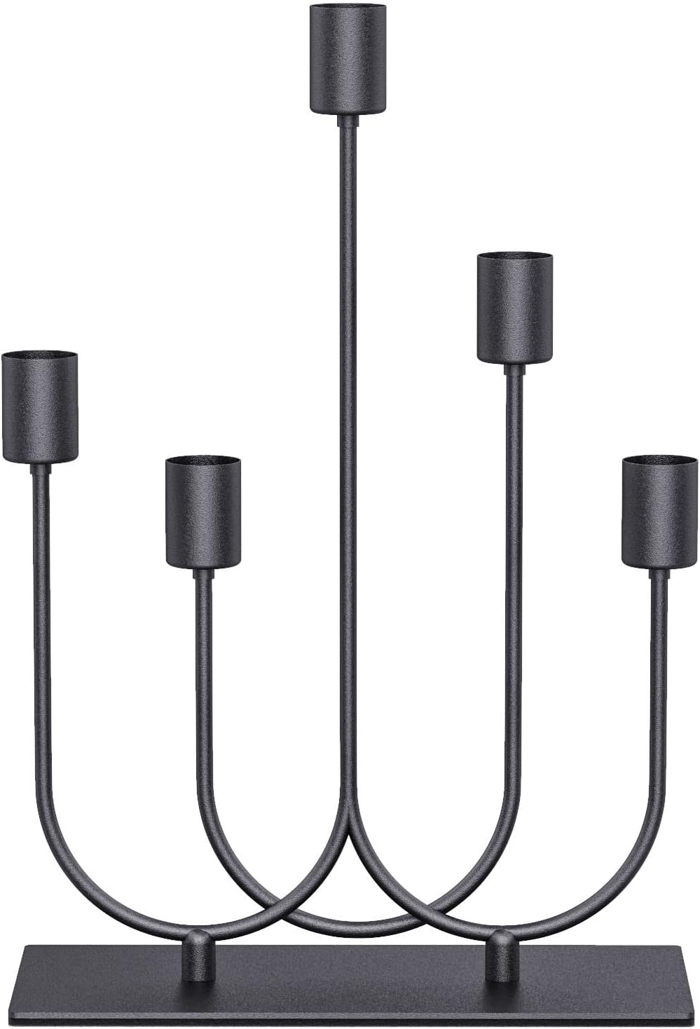 Smtyle Black Metal Fireplace Candelabra - Elegant Tapered Candle Holders | 5 Iron Holders for Gothic Table Centerpiece