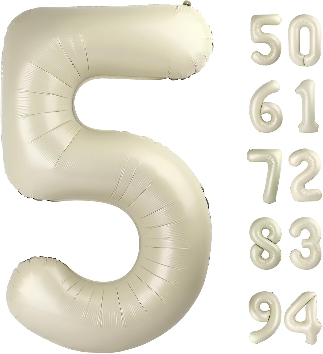 Number 5 Balloon - 40 Inch Cream Birthday Decoration | Perfect for 5th Birthday Party Supplies