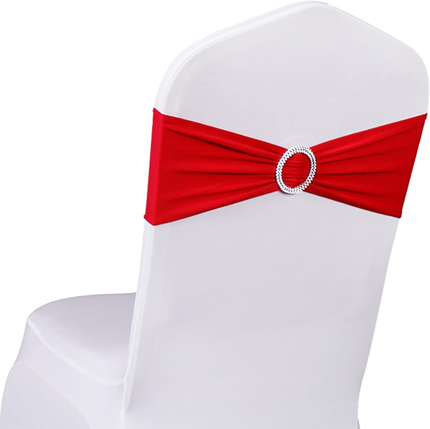 Skiennix Red Spandex Chair Sashes - Pack of 50 for Weddings, Parties, and Events | Elegant Decorations