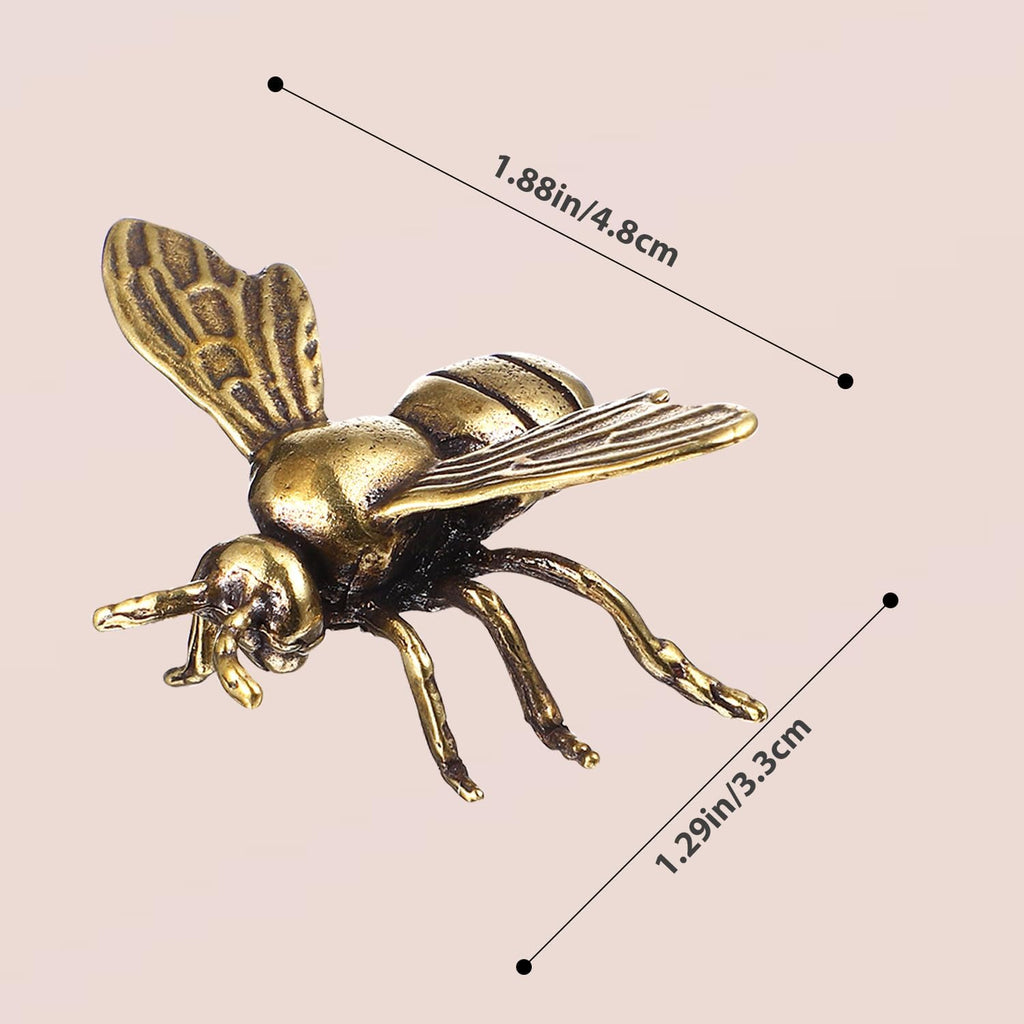 Skiennix Gold Bee Figurines - Decorative Brass Insect Statues | 3-Piece Collectible Set for Home Decor