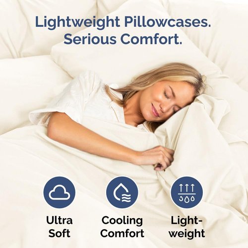 King Standard Pillow Cases - Soft Hotel Quality Covers | Comfy, Fade-Free & Wrinkle Resistant - 2 Piece Set in Off White