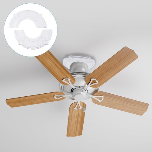 INCREWAY Split Design 12 Inch Ceiling Medallion for Lights & Fans - 5 Inch Cutout, Detachable PU Segments, Easy Install, White Ceiling Plate Decor