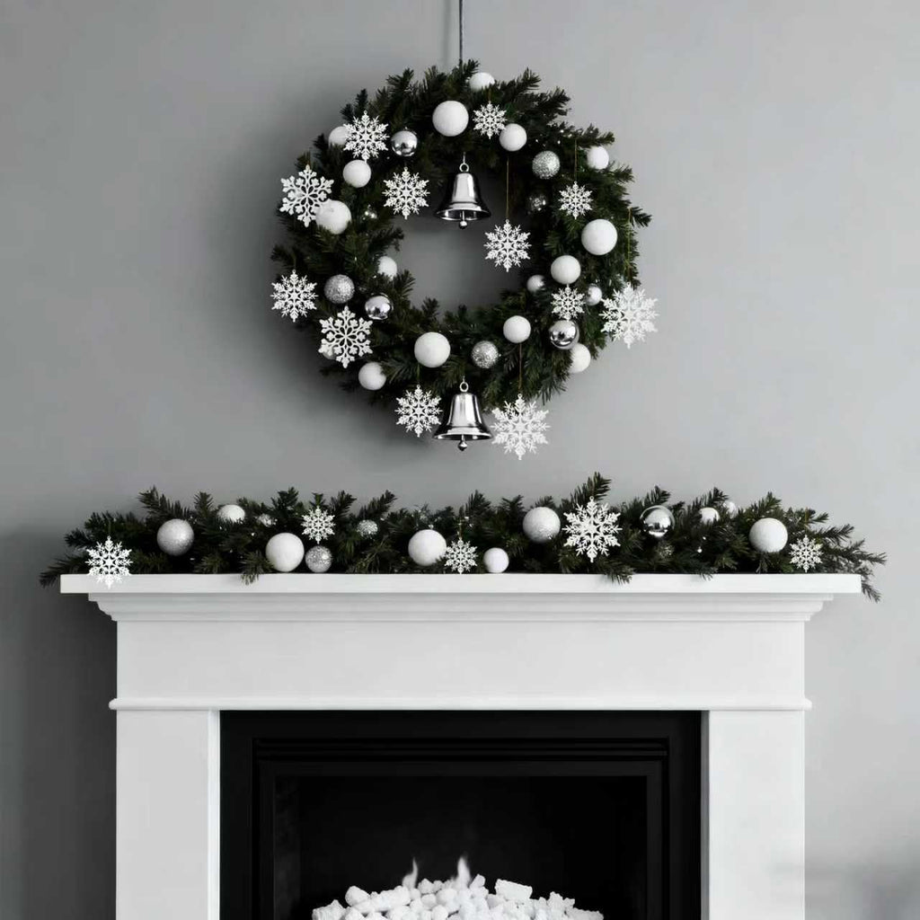 Skiennix 36-Pack Snowflake Christmas Tree Ornaments - White Glitter Decorations for Festive Cheer
