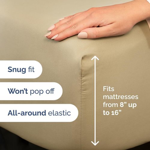 Cal King Size Sheet Set by Hotel Luxury | Comfy, Breathable & Cooling - Ultra-Soft, Deep Pockets, Wrinkle-Free - Beige