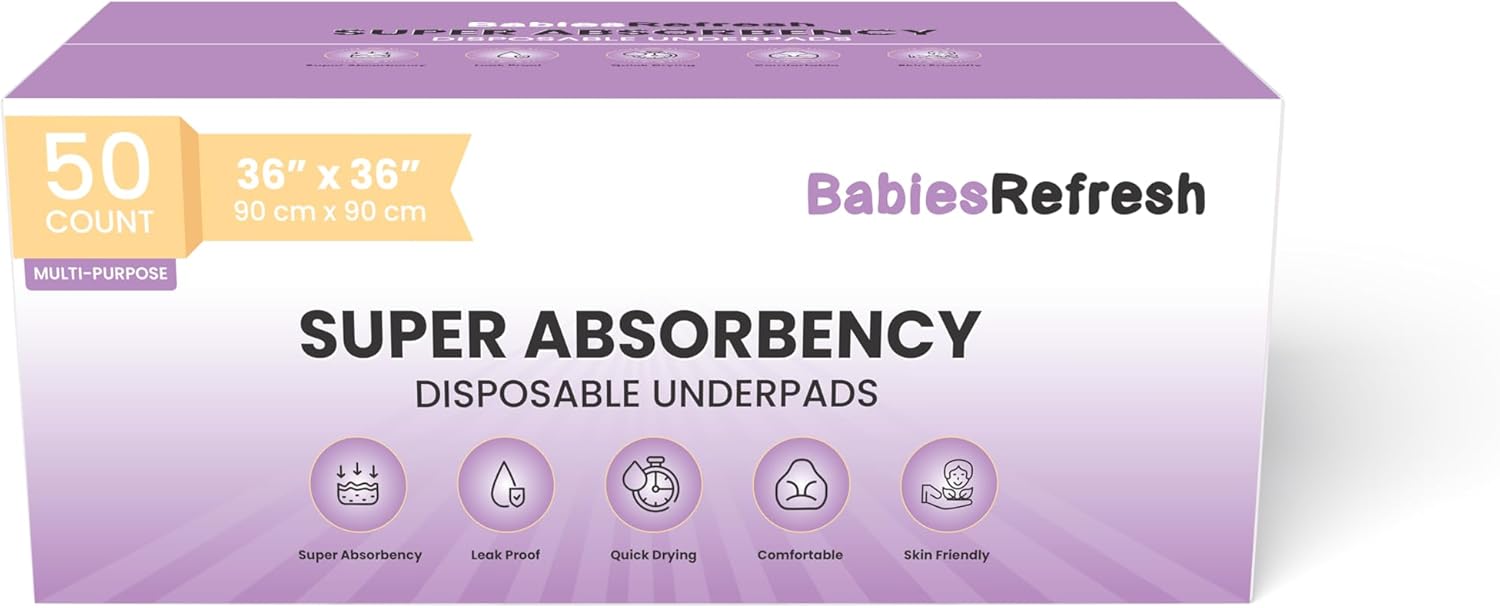 Regine Switzerland 50 Count Disposable Underpads - Super Absorbent, Leakproof, Quick Drying | 36” x 36”, Blue XXL