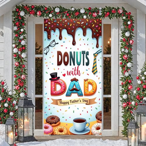 Happy Father's Day Donuts with Dad Door Banner - 71 x 35 Inch