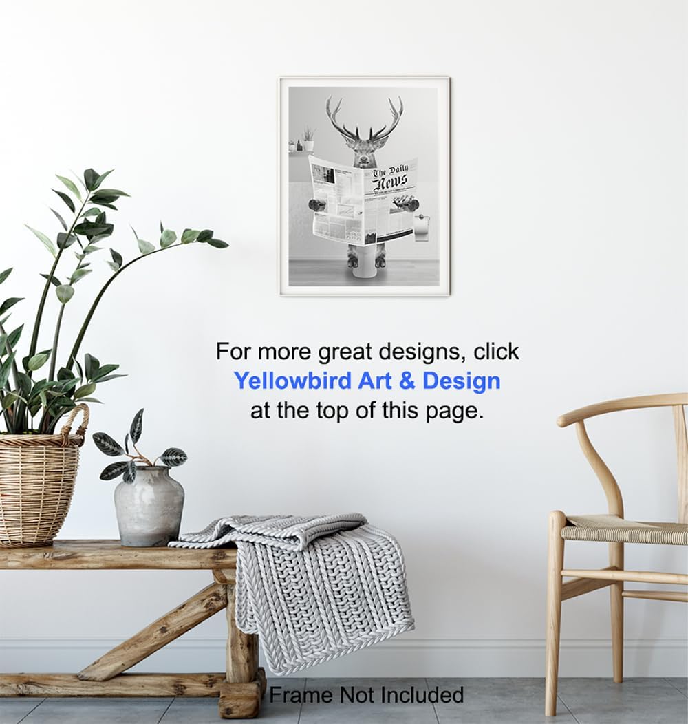Skiennix Bathroom Wall Art - Deer Hunting Decor | Funny Elk Artwork for Men & Kids - Unframed Print
