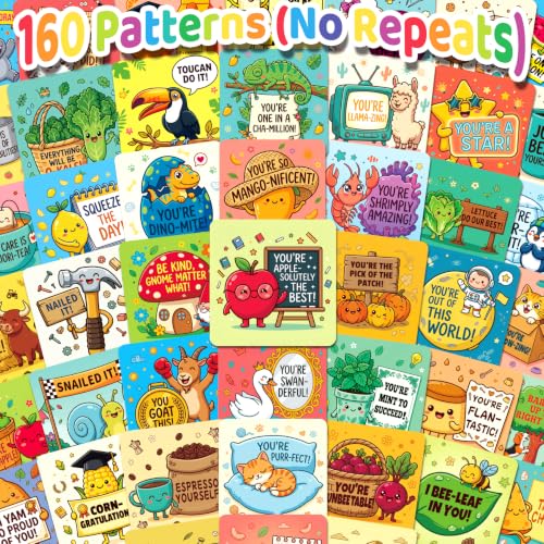 160PCS Encouragement Cards for Kids - Motivational Lunch Box Notes