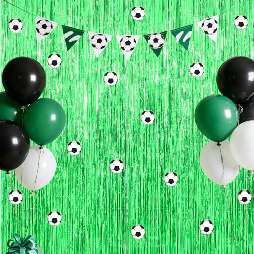 Lime Green Foil Fringe Curtains - 2 Pack, 3.3ft x 6.6ft Backdrop