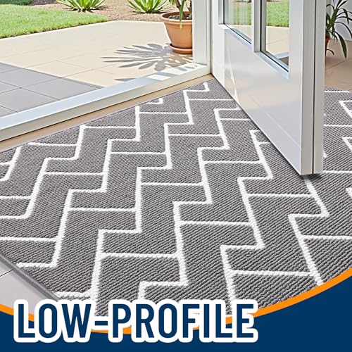 OLANLY Indoor Door Mat - Non-Slip, Dirt Resistant, 32x20, Grey