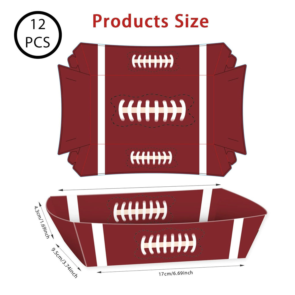 SARATA 12pcs Football Party Supplies Kit For Large Football Food Plates, Disposable And Mess-Free,Food Trays - Ideal Football Party Decorations And Favors For Birthday And Tailgate Partie