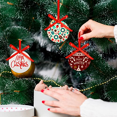 15 Pieces Christmas Sublimation Ceramic Ornaments 3.15 Inch - DIY Holiday Decorations