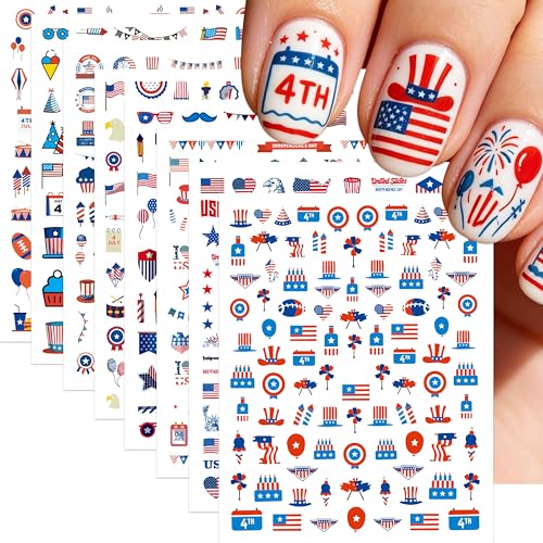 Patriotic Nail Stickers 3D Self-Adhesive American Flag Decals