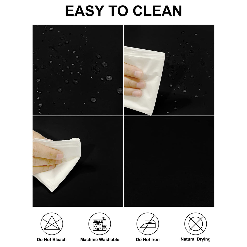 Fokitut 6 Pack Waterproof Rectangle Tablecloth, 90x132 Inch,Stain Resistant and Wrinkle Polyester Table Cloth, Fabric Table Cover for Kitchen Dining, Wedding, Party, Holiday Dinner-Black