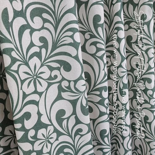 Farmhouse Green Floral Shower Curtain 72" x 72" - Cotton Blend Fabric