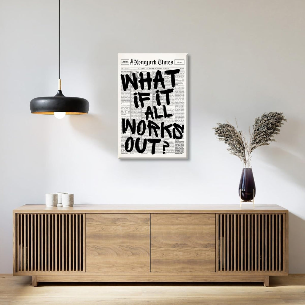 Skiennix Retro Black and White Newspaper Wall Art - Positive Quote Canvas Print | 12x18 Inch Unframed Aesthetic Decor