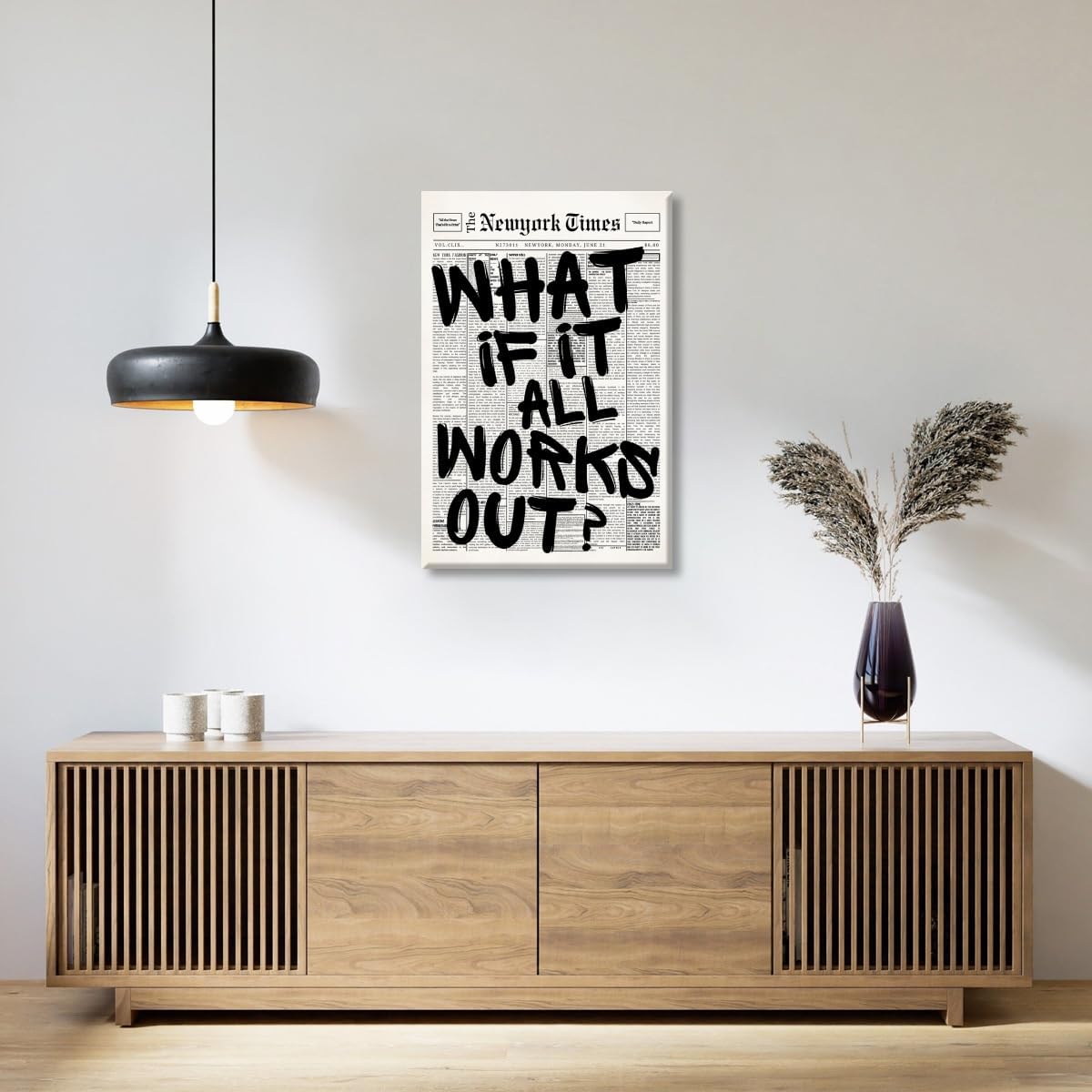 Skiennix Retro Black and White Newspaper Wall Art - Positive Quote Canvas Print | 12x18 Inch Unframed Aesthetic Decor