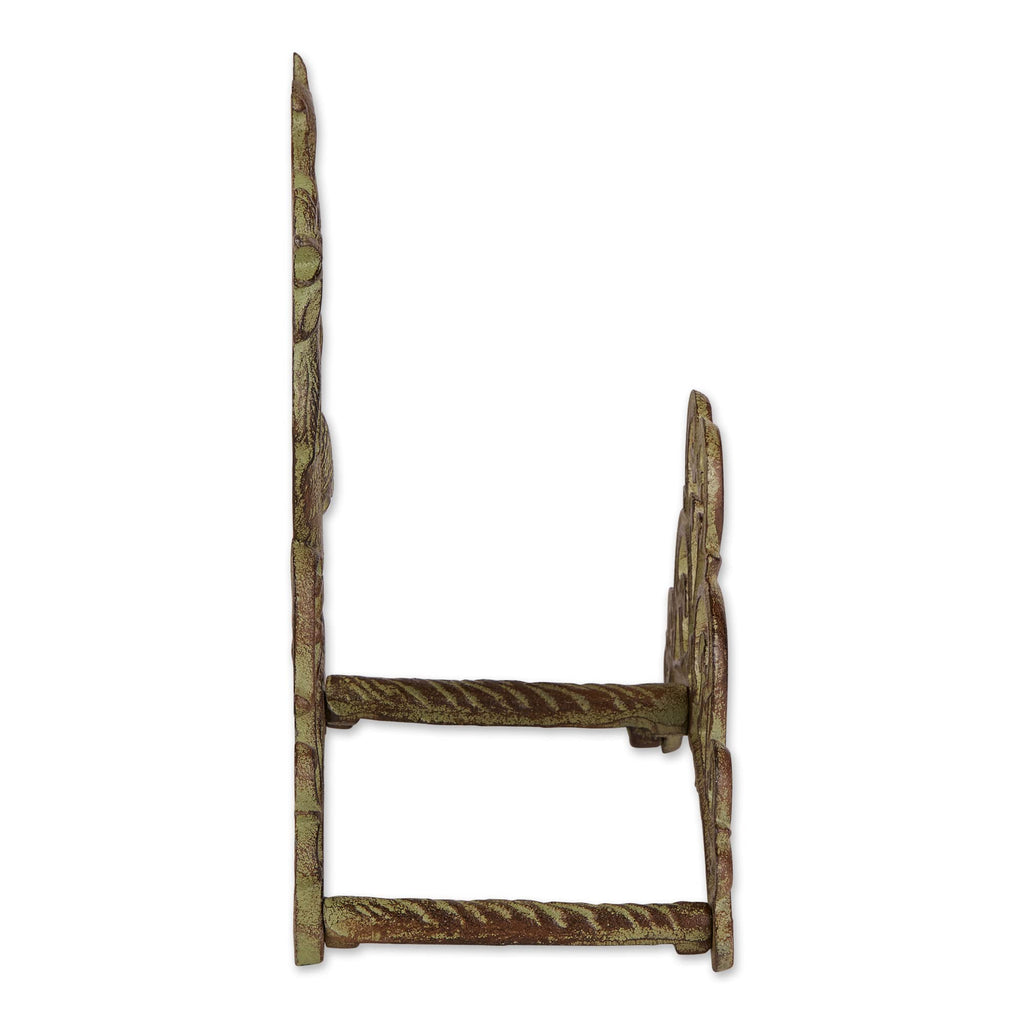 Zingz & Thingz Outdoor Garden Rooster Cast Iron Hose Organizer, 9.5x5.5x10.25", Brown