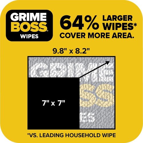 Grime Boss Heavy Duty Surface and Hand Wipes (2x60ct) | Remove Paint, Oil, Grease, Adhesives, Mud, Dirt | Workshop Replace Cleaners like Rags, Towels, Pumice, Soap