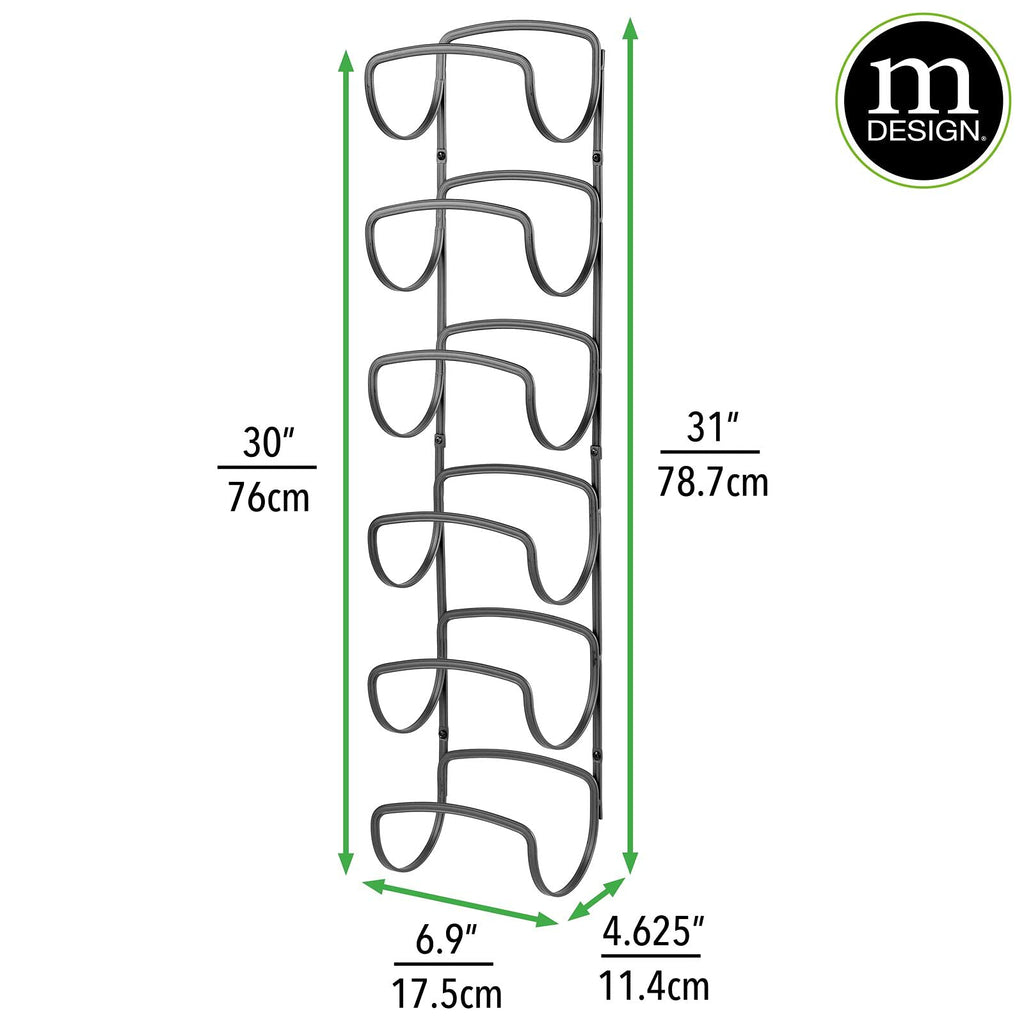 mDesign Steel Towel Holder for Bathroom Wall - Wall Mounted Organizer for Rolled Bath Towels - Six Level Wall Mount Towel Storage Rack - Bathroom Towel Organizer - Hyde Collection - Graphite Gray