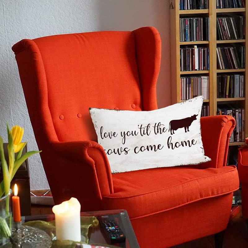 Love You 'Til The Cows Come Home Flannel Throw Pillow Cover, 18x18 Western
