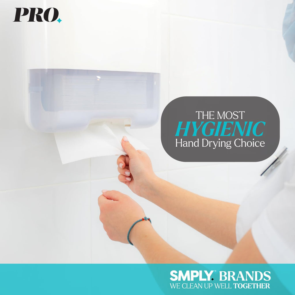 SMPLY PRO Hardwound Roll Towels – 1,000' Length, 12-Roll Case – Universal 1.5" Core Fits Most Commercial Dispensers – Durable 2-Ply White Towels for High-Traffic Restrooms, Kitchens, and Facilities