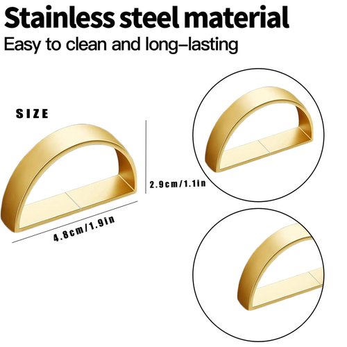 40 Pcs Gold Napkin Rings - Metal Napkin Ring(Semicircle) Stainless Steel Napkin Rings for Table Settings Wedding Christmas Party Dinner Table